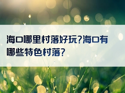海口哪里村落好玩？海口有哪些特色村落？
