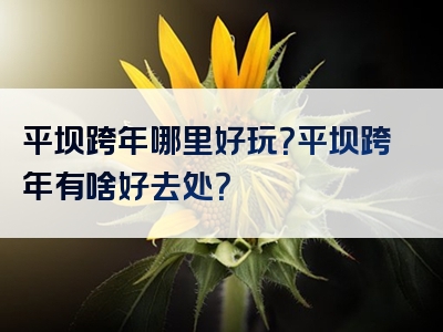 平坝跨年哪里好玩？平坝跨年有啥好去处？