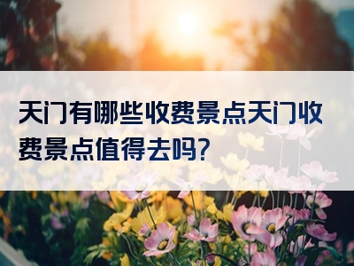 天门有哪些收费景点天门收费景点值得去吗？