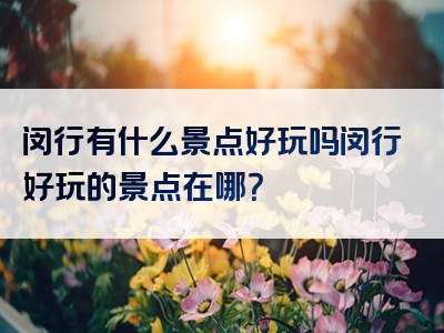 闵行有什么景点好玩吗闵行好玩的景点在哪？