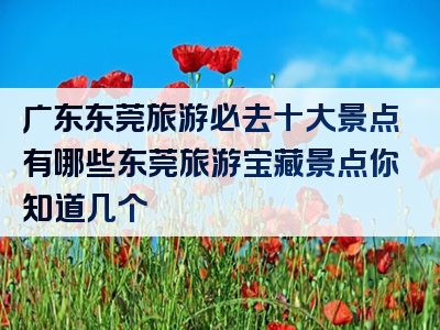 广东东莞旅游必去十大景点有哪些东莞旅游宝藏景点你知道几个