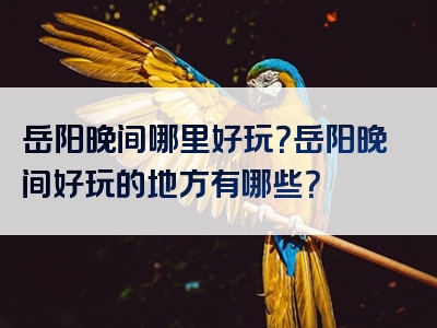 岳阳晚间哪里好玩？岳阳晚间好玩的地方有哪些？