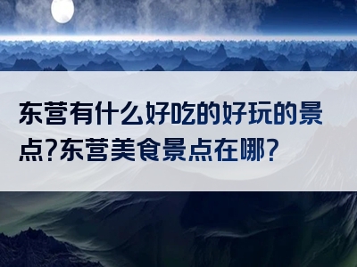 东营有什么好吃的好玩的景点？东营美食景点在哪？