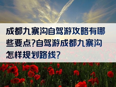 成都九寨沟自驾游攻略有哪些要点？自驾游成都九寨沟怎样规划路线？
