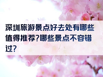 深圳旅游景点好去处有哪些值得推荐？哪些景点不容错过？