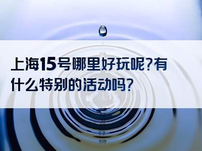上海15号哪里好玩呢？有什么特别的活动吗？