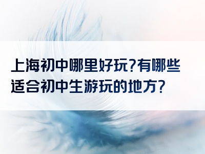 上海初中哪里好玩？有哪些适合初中生游玩的地方？