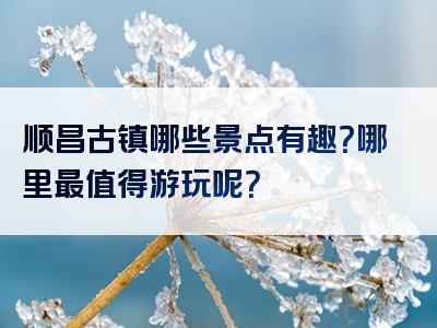 顺昌古镇哪些景点有趣？哪里最值得游玩呢？