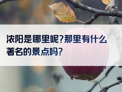 浓阳是哪里呢？那里有什么著名的景点吗？