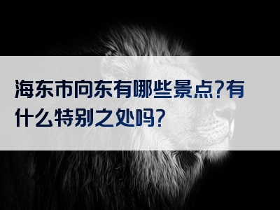 海东市向东有哪些景点？有什么特别之处吗？