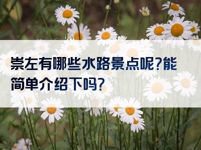 崇左有哪些水路景点呢？能简单介绍下吗？