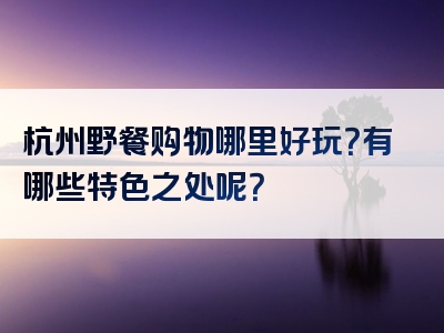杭州野餐购物哪里好玩？有哪些特色之处呢？