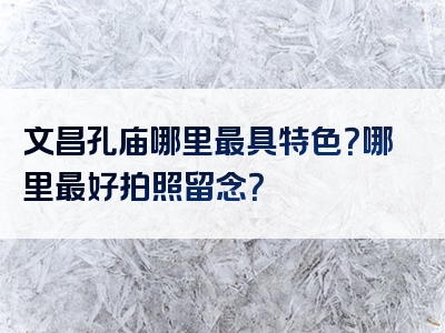 文昌孔庙哪里最具特色？哪里最好拍照留念？