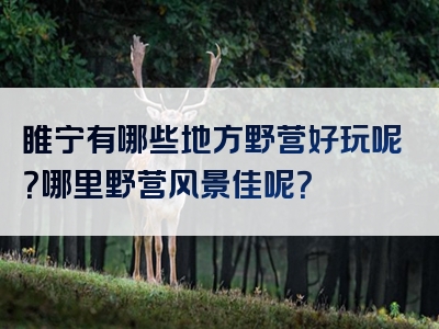 睢宁有哪些地方野营好玩呢？哪里野营风景佳呢？