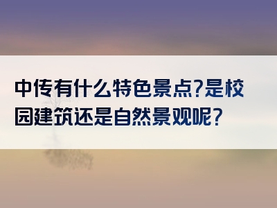 中传有什么特色景点？是校园建筑还是自然景观呢？