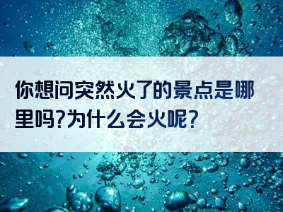 你想问突然火了的景点是哪里吗？为什么会火呢？