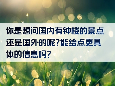 你是想问国内有钟楼的景点还是国外的呢？能给点更具体的信息吗？