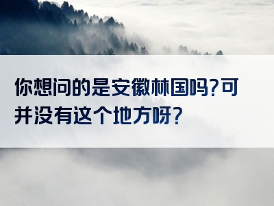 你想问的是安徽林国吗？可并没有这个地方呀？