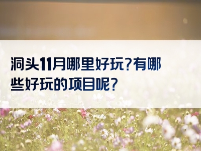 洞头11月哪里好玩？有哪些好玩的项目呢？