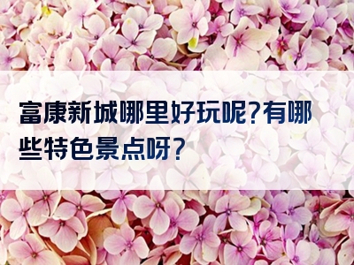 富康新城哪里好玩呢？有哪些特色景点呀？