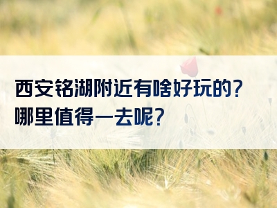 西安铭湖附近有啥好玩的？哪里值得一去呢？