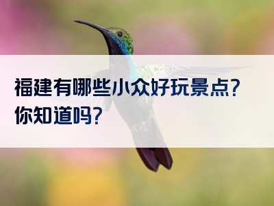 福建有哪些小众好玩景点？你知道吗？