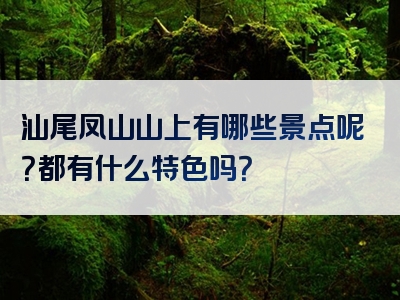 汕尾凤山山上有哪些景点呢？都有什么特色吗？