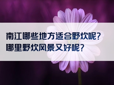南江哪些地方适合野炊呢？哪里野炊风景又好呢？