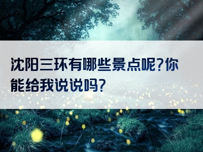 沈阳三环有哪些景点呢？你能给我说说吗？