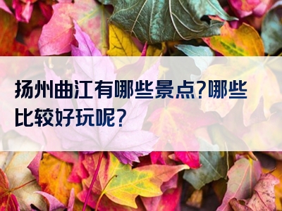 扬州曲江有哪些景点？哪些比较好玩呢？