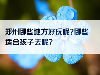 郑州哪些地方好玩呢？哪些适合孩子去呢？