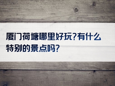 厦门荷塘哪里好玩？有什么特别的景点吗？
