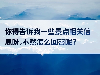 你得告诉我一些景点相关信息呀，不然怎么回答呢？