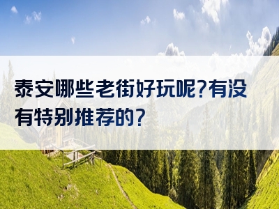泰安哪些老街好玩呢？有没有特别推荐的？