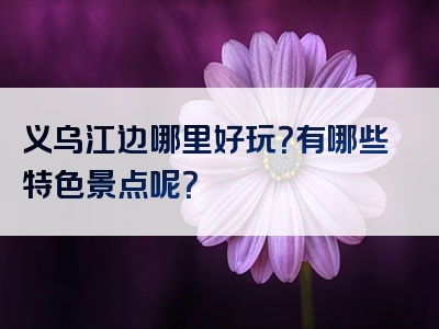 义乌江边哪里好玩？有哪些特色景点呢？