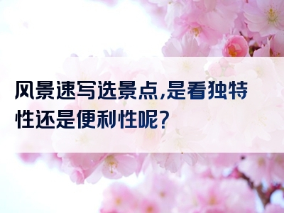 风景速写选景点，是看独特性还是便利性呢？