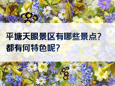 平塘天眼景区有哪些景点？都有何特色呢？