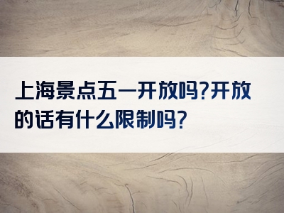 上海景点五一开放吗？开放的话有什么限制吗？