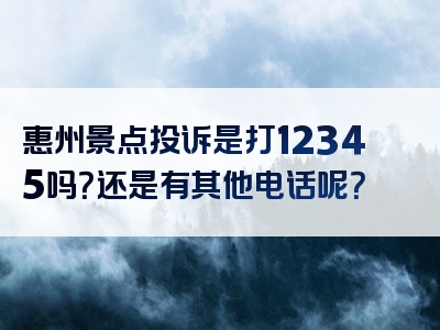 惠州景点投诉是打12345吗？还是有其他电话呢？