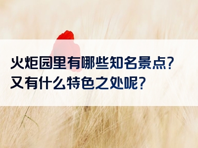 火炬园里有哪些知名景点？又有什么特色之处呢？