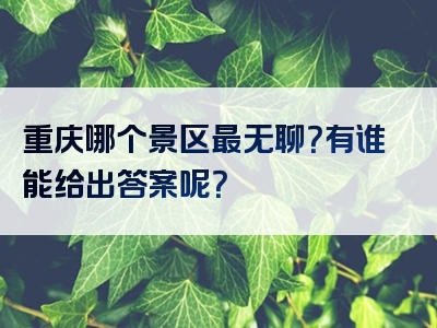 重庆哪个景区最无聊？有谁能给出答案呢？