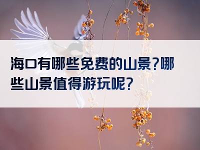 海口有哪些免费的山景？哪些山景值得游玩呢？