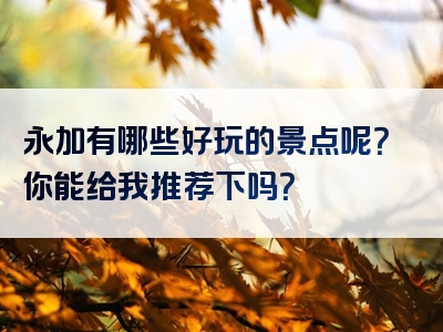 永加有哪些好玩的景点呢？你能给我推荐下吗？