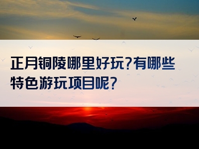 正月铜陵哪里好玩？有哪些特色游玩项目呢？