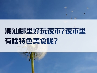 潮汕哪里好玩夜市？夜市里有啥特色美食呢？