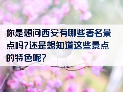 你是想问西安有哪些著名景点吗？还是想知道这些景点的特色呢？