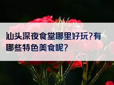 汕头深夜食堂哪里好玩？有哪些特色美食呢？