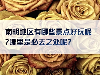 南明地区有哪些景点好玩呢？哪里是必去之处呢？