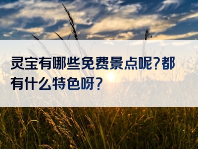 灵宝有哪些免费景点呢？都有什么特色呀？