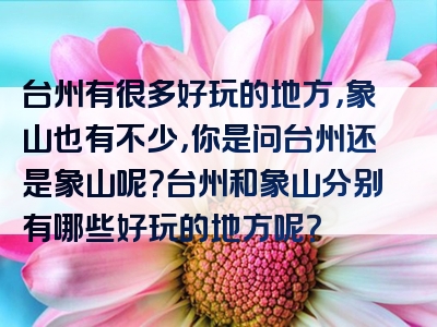 台州有很多好玩的地方，象山也有不少，你是问台州还是象山呢？台州和象山分别有哪些好玩的地方呢？